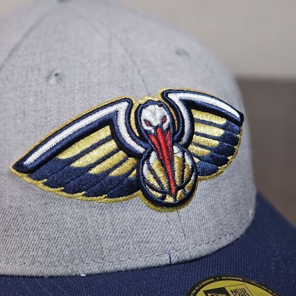 New Era New Orleans Pelicans Hat Low Crown Hat Grey Blue Fitted 7 1/8 NBA Cap